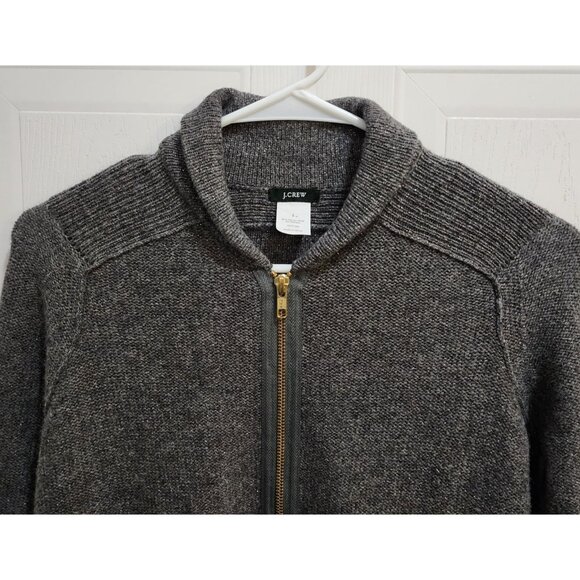 J Crew Women's Size S Full Zip Cardigan Sweater Gray Merino Wool Metallic 32804 - Picture 2 of 11